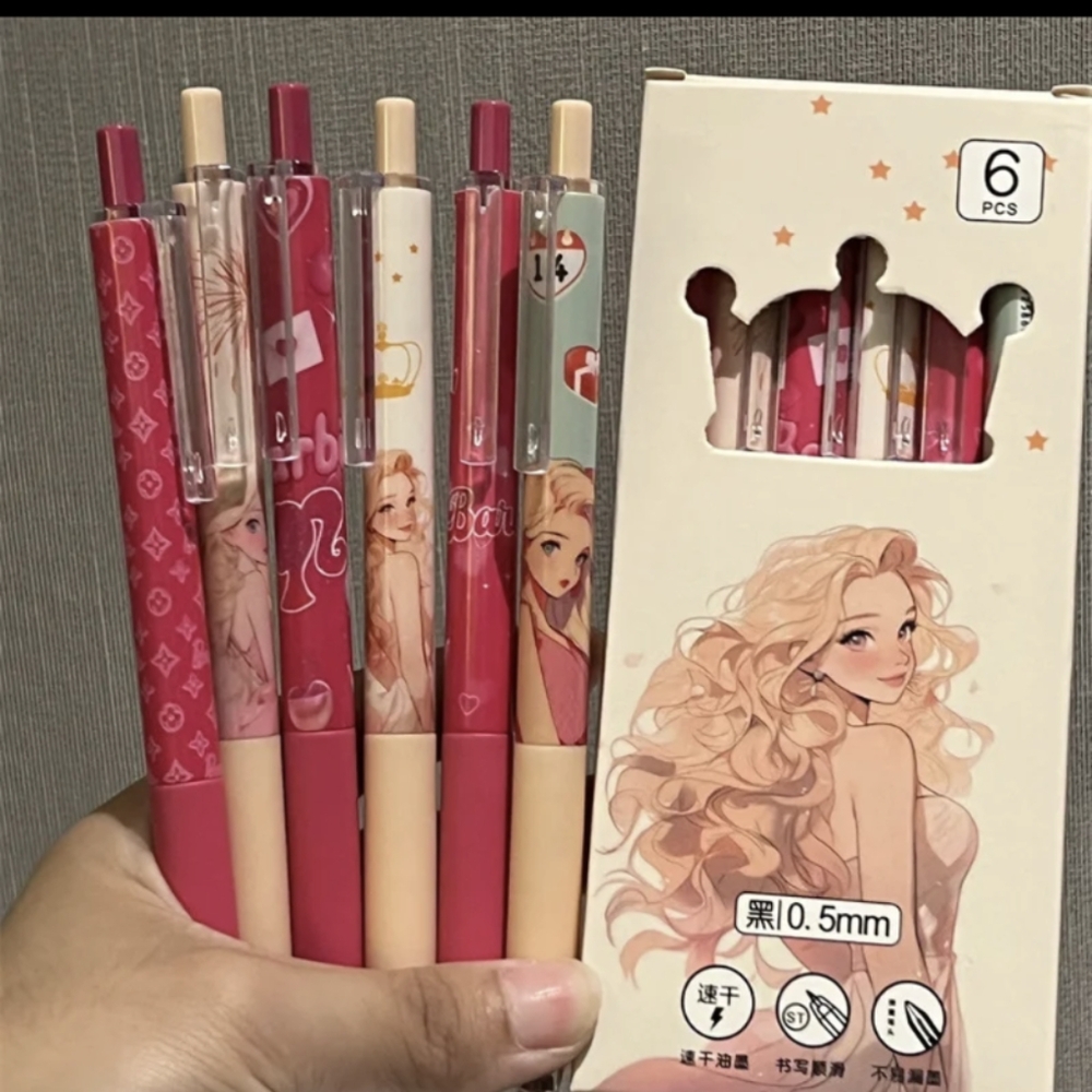 🆕Set of Barbie Gel Pens.(Black ink)